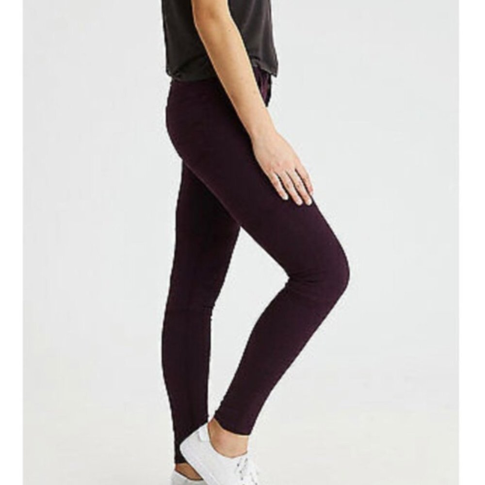American Eagle Hi Rise Jeggings Burgundy Size 4 - Picture 2 of 15